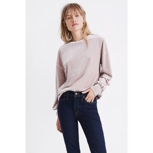 Madewell Pink Velvet Balloon Sleeve Sweatershirt S